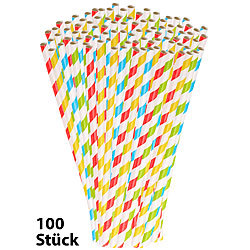 PEARL 100 Retro Papier-Trinkhalme in 4 Farben, gestreift, lebensmittelecht PEARL