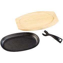 Tornwald-Schmiede Profi-Gusseisen-Servierpfanne mit Untersetzer, 28 x 18 x 2 cm, 1,5 kg Tornwald-Schmiede Gusseiserne Servierpfannen