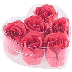 PEARL 2er-Set Geschenkboxen mit je 6 roten Rosen-Duftseifen PEARL Rosenblüten-Duftbäder