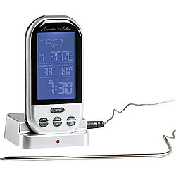 Rosenstein & S&ouml;hne Funk-Brat-/Grillthermometer, externes XXL-Display, 8 Fleischsorten Rosenstein & S&ouml;hne Funk Braten- & Grill-Thermometer