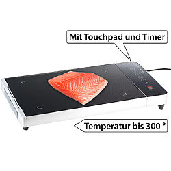 Rosenstein & Söhne Tisch-Glasgrill mit Touchpad und Timer, 800 W, bis 300 °C Rosenstein & Söhne Teppanyaki Glas Tischgrills