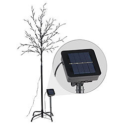Lunartec Solar-LED-Lichterbaum mit 120 leuchtenden Bl&uuml;ten und Standfu&szlig;, 150 cm Lunartec