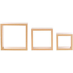 Carlo Milano 3er-Set Quadratische Wandregale, bis 25 x 25 x 9 cm, Nussbaum-Optik Carlo Milano
