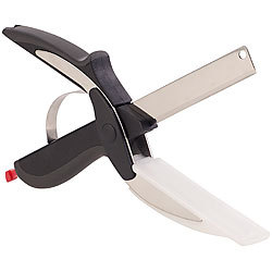 Rosenstein & Söhne 2in1-Küchenschneider-Schere mit Messer und integriertem Schneidebrett Rosenstein & Söhne Küchenschneider mit integrierten Schneidebrettern