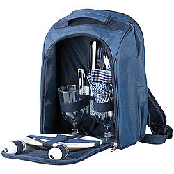 Xcase Thermo-Picknick-Rucksack mit Kühlfach, bestückt für 2 Personen Xcase Picknick-Rucksäcke