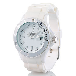St. Leonhard Sportliche Silikon-Quarz-Armbanduhr, Lupen-Mineralglas, strahlend-wei&szlig; St. Leonhard Unisex-Silikon-Armbanduhren