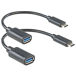 auvisio 2er-Set USB-3.0-Anschlusskabel C-Stecker auf A-Buchse, 15 cm auvisio USB-3.0-Anschlusskabel USB-C auf USB-A-Buchse