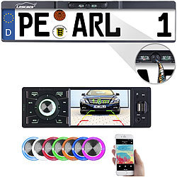 Creasono MP3-Autoradio mit TFT-Farbdisplay und Funk-Rückfahr-Kamera Creasono MP3-Autoradios (1-DIN) mit Bluetooth und Video-Anschlüssen