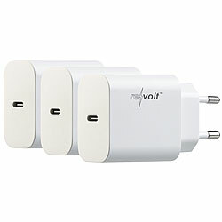 revolt 3er-Set kompakte USB-C-Netzteile mit Power Delivery (PD) bis 20 W, 3 A revolt Kompakte USB-C-Netzteile mit Power Delivery (PD) 