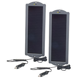 revolt 2er-Set Erhaltungs-Solargeräte für Auto- / PKW-Batterie 12V, 1,5W revolt Solar-Ladegeräte für Autobatterien 