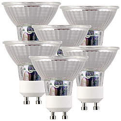 Luminea 6er-Set LED-Glas-Spots, GU10, 3W (ersetzt 25W), 250lm, tageslichtweiß Luminea