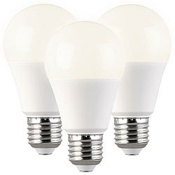 Luminea 3er Set LED-Lampen, E, 9 W (ersetzt 120 W), E27, warmweiß, 1.050 lm Luminea LED-Tropfen E27 (warmweiß)