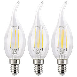 Luminea 3er-Set LED-Filament-Kerze E14, 4W (ersetzt 40W), 470lm warmweiß, Ba35 Luminea LED-Filament-Kerzen E14 (warmweiß)