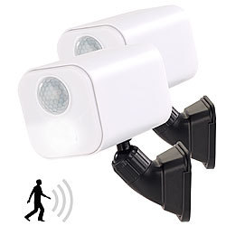 Luminea 2er-Set LED-Wandspots für innen & außen, Bewegungssensor Luminea Batterie-Wandleuchten mit Bewegungsmelder & Dämmerungssensoren