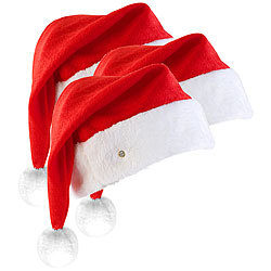Sets Weihnachtsmütze Nikolaus-Mütze Weihnachtmützen Blinkend LED Sterne Rot 15 