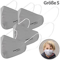 PEARL 4er-Set Mund-Nasen-Stoffmasken mit Filter-Textil, waschbar, Gr. S PEARL Kinder Mund-& Nasen-Stoffmasken