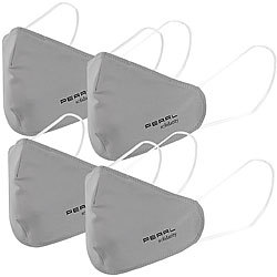 PEARL 4er-Set Mund-Nasen-Stoffmasken mit Filter-Textil, waschbar, Gr. S PEARL 