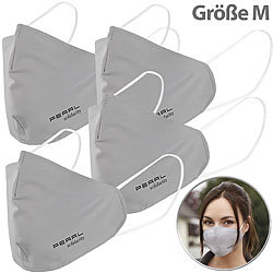PEARL 4er-Set Mund-Nasen-Stoffmasken mit Filter-Textil; waschbar, Gr. M PEARL Mund-Nasen-Stoffmasken