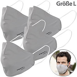 PEARL 4er-Set Mund-Nasen-Stoffmasken mit Filter-Textil, waschbar, Gr. L PEARL Mund-Nasen-Stoffmasken