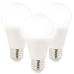 Luminea 3er-Set LED-Lampe E27, Klasse E, 9 W, tageslichtweiß 6400K, 1.050 lm Luminea