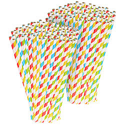 PEARL 200 Retro Papier-Trinkhalme in 4 Farben, gestreift, PEARL Papier-Trinkhalme