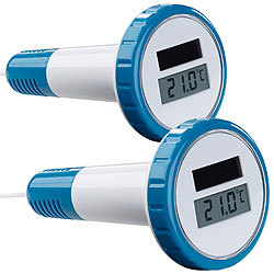 FreeTec 2er-Set digitale Solar-Teich- & Poolthermometer, LCD-Anzeige, IPX7 FreeTec Solar-Poolthermometer 