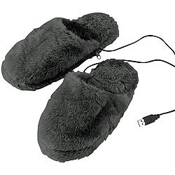 infactory Deluxe-Plüsch-Pantoffeln mit USB-Wärmesohle Gr. 40-46 infactory Beheizbare Hausschuhe
