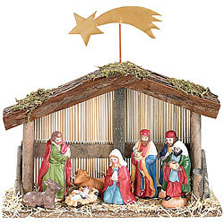PEARL Weihnachts-Krippe (10-teilig) mit handbemalten Porzellan-Figuren PEARL Weihnachts-Krippen