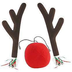 infactory Rentier-Verkleidung f&uuml;r Ihr Auto mit Geweih & roter Nase infactory