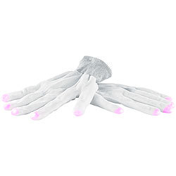 infactory Weiße LED-Disko-Handschuhe mit 6 Leuchtprogrammen, Größe S infactory