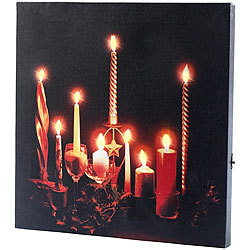 infactory LED-Leinwandbild "Advent" mit Kerzenflackern, Fernbedienung infactory LED Kerzen Wandbilder