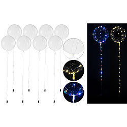 PEARL 8er-Set Luftballons mit Lichterkette, 40 weiße & 40 Farb-LEDs, Ø 25 cm PEARL Luftballon mit LED-Lichterkette