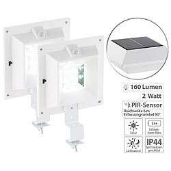 Lunartec 2er-Set Solar-LED-Dachrinnenleuchten mit PIR-Sensor, 160 lm, 2W, IP44 Lunartec LED-Solar-Dachrinnenleuchten mit PIR-Sensoren & Nachtlicht-Funktion