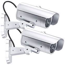 VisorTech 2er-Set Überwachungskamera-Attrappen, Bewegungssensor, Signal-LED VisorTech