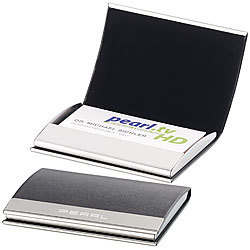 PEARL 2er-Set elegante Visitenkarten- & Kreditkarten-Etuis, Magnetverschluss PEARL Visiten- und Kreditkarten-Etui