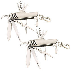 PEARL 2er-Set 11in1-Multifunktions-Taschenmesser aus Edelstahl PEARL Multifunktions-Taschenmesser