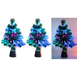 Lunartec 2 Deko-Tannenbäume, dreifarbige LED-Beleuchtung, Batteriebetrieb, 45cm Lunartec Batteriebetriebene Mini-Weihnachtsbäume