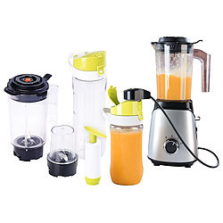 Rosenstein & S&ouml;hne 2in1-Vakuum-Mixer mit 3 Stufen, Mahlbecher und 2 Trinkflaschen Rosenstein & S&ouml;hne Vakuum-Mixer & Smoothie-Maker