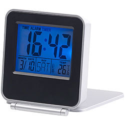 PEARL Kompakter Digital-Reisewecker mit Thermometer,Versandrückläufer PEARL Digitale Reisewecker mit Thermometer
