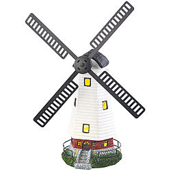 Lunartec Solar-Deko-Windmühle mit drehendem Windrad & LED-Licht, 8-Stunden-Akku Lunartec