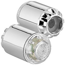infactory 2 Dynamo-LED-Wasserhahnaufsätze zur Temperaturkontrolle, 3 Farben infactory LED-Wasserhahn-Aufsätze mit Dynamos