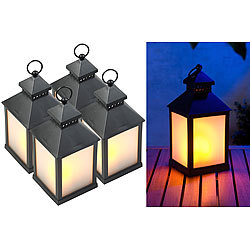 Lunartec 4er Pack LED-Laterne mit realistischem Flammenspiel und Timer Lunartec LED-Laternen mit Flammenspiel