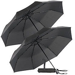 PEARL 2er-Set Automatik-Taschen-Regenschirme, bis 40 km/h, Ø 100 cm PEARL Automatik-Sturm-Taschenschirm