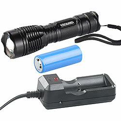 KryoLights LED-Taschenlampe TRC-144.a mit Akku und Ladegerät, 1.000 lm, IP44 KryoLights LED-Akku-Taschenlampen 