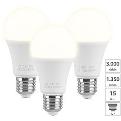 Luminea 3er-Set LED-Lampen, E27, 11 W (ersetzt 120 W), 1.350 lm, warmweiß Luminea LED-Tropfen E27 (warmweiß)