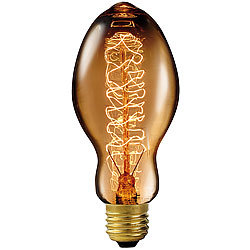 Luminea Vintage-Schmucklampe, gewölbt, mit spiralförmigem Glühdraht Luminea Kohle-Filament-Tropfen E27 (warmweiß)