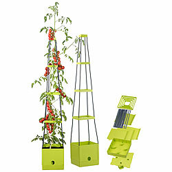 Royal Gardineer 2er-Set Pflanz-Türme mit Rankhilfe für Tomaten, mit 2,5-l-Wassertank Royal Gardineer Pflanztürme mit Wassertank