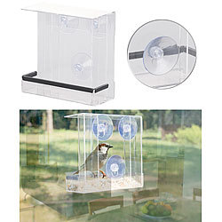 Royal Gardineer Vogel-Futterhaus aus Acryl mit 2 Futtersilos, Saugnapf-Befestigung Royal Gardineer Transparente Vogel-Futterhäuser