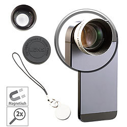 Somikon Magnetisches Teleobjektiv für Smartphones, 2x-Vergrößerung Somikon Magnetische Teleobjektive für Smartphones