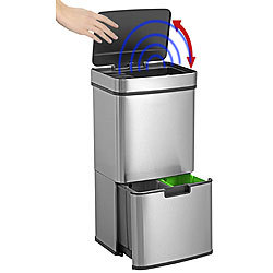 infactory Design-Mülltrenn-System mit Sensor, 4 Behälter, Edelstahl, 72 Liter infactory Mülltrenn-Systeme mit Sensor